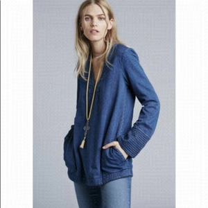 NWT-FREE People Dreaming of Denim Tunic Pullover Top
